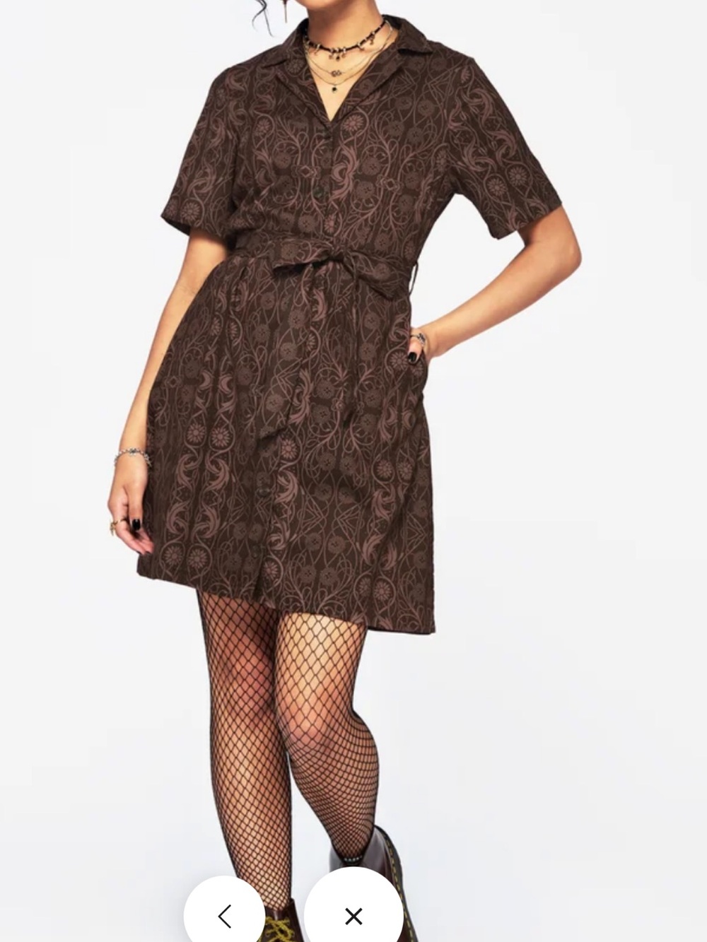 Fianna Button Front Mini Dress - Brown Disturbia brand NWT
